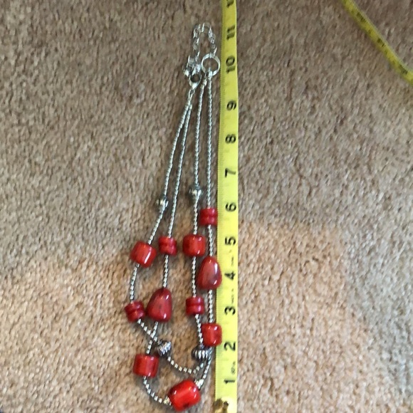 Red Beaded Statement Necklace - Picture 4 of 4